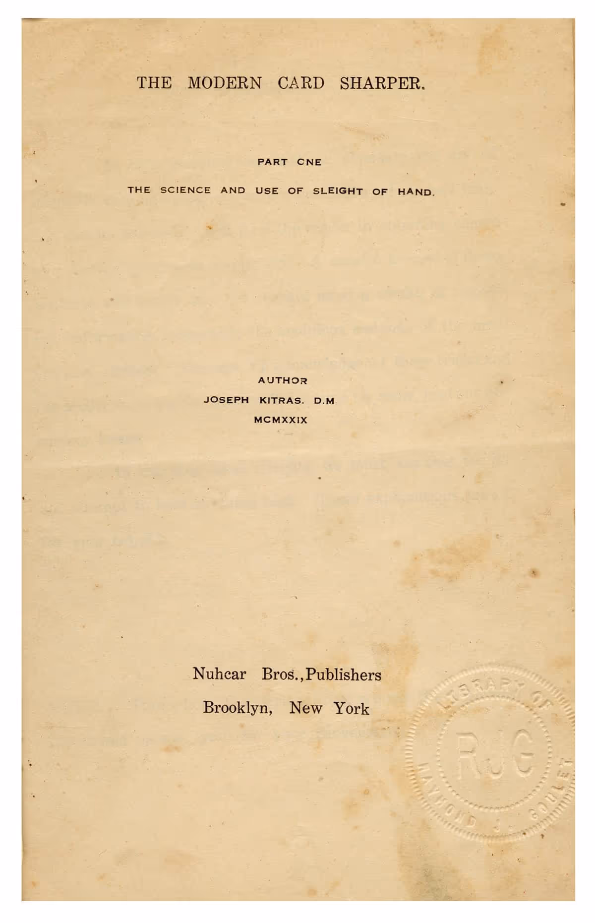 The Modern Card Sharper by Joseph Kitras